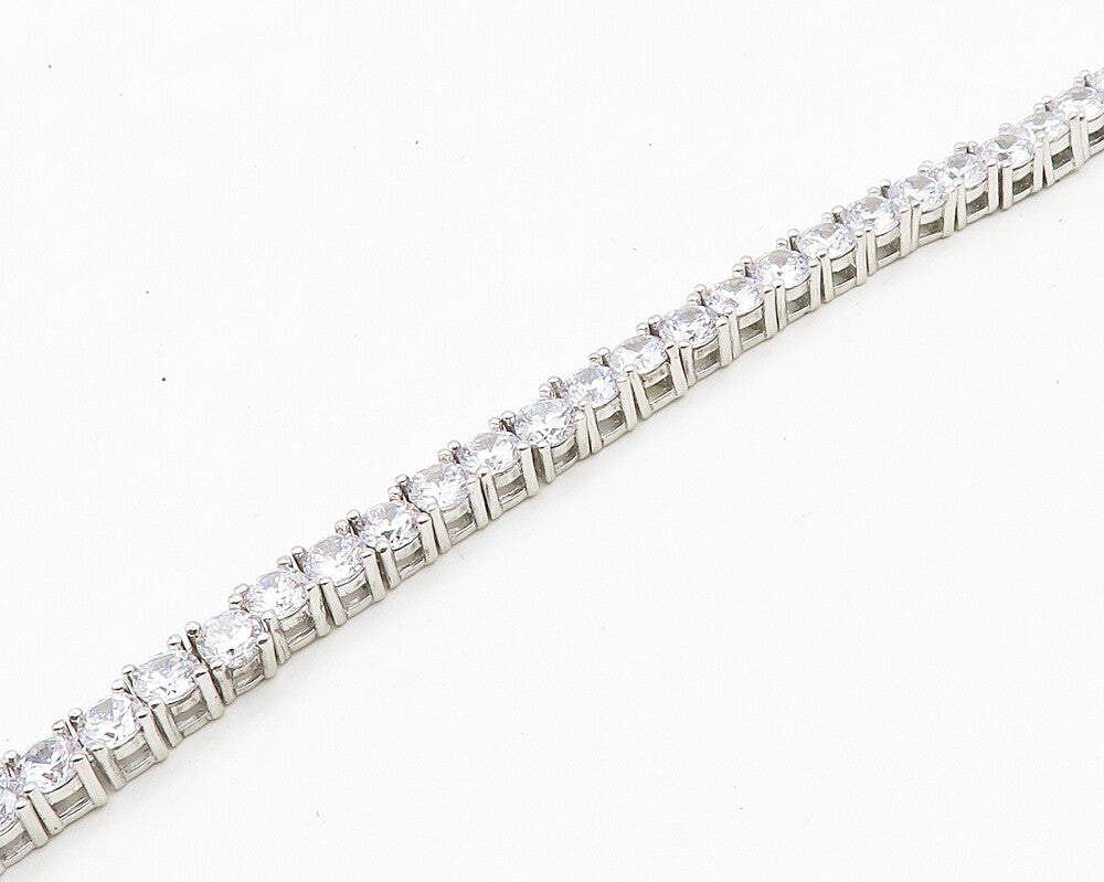 925 Sterling Silver  Vintage Sparkling Cubic Zirconia Chain Necklace  NE3230