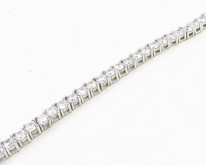 925 Sterling Silver  Vintage Sparkling Cubic Zirconia Chain Necklace  NE3230