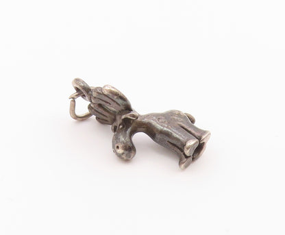 925 Sterling Silver  Vintage Petite Dark Tone Reindeer Head Pendant  PT19430