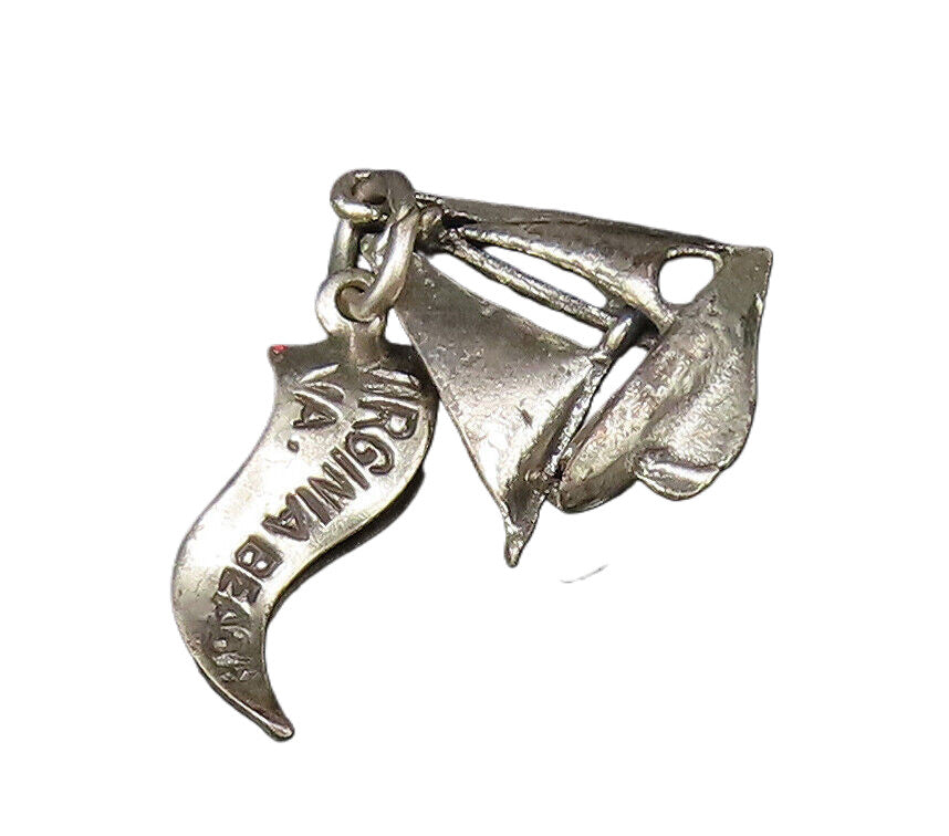 925 Sterling Silver  Vintage Virginia Beach Sailboat Charm Pendant  PT21580