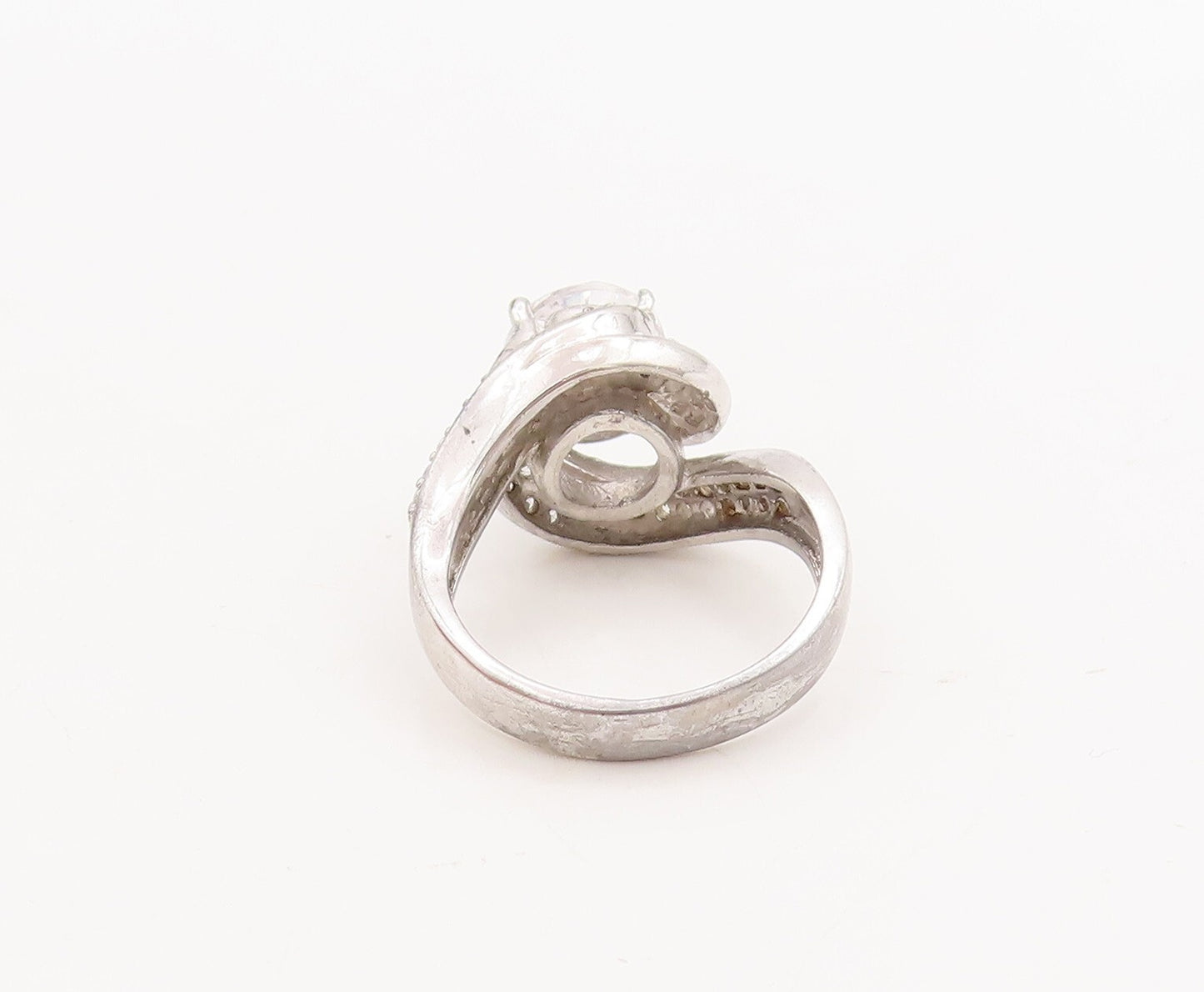 925 Sterling Silver Vintage Ring Designer Cut Spiral Topaz Inlay  Sz 6  RG29283