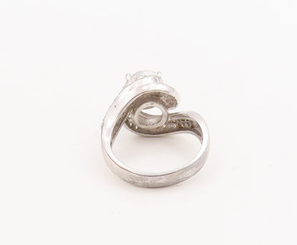 925 Sterling Silver Vintage Ring Designer Cut Spiral Topaz Inlay  Sz 6  RG29283