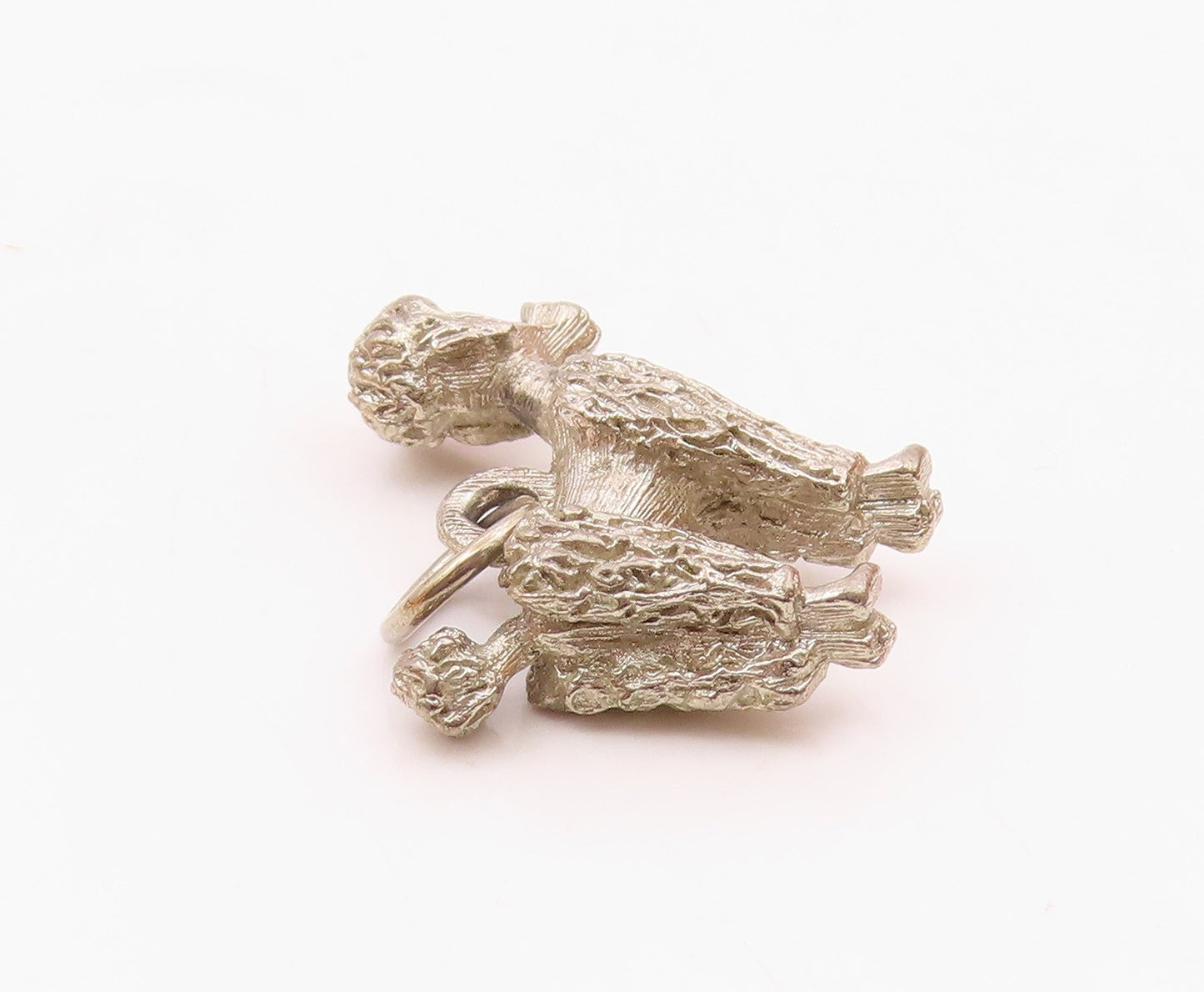 925 Sterling Silver  Vintage Garnet Eyes Poodle Dog Motif Pendant  PT19819