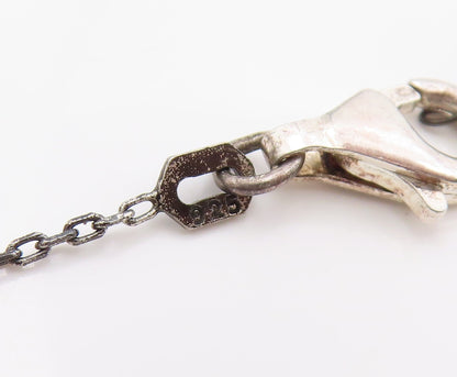 925 Sterling Silver Vintage Necklace Round CZ Dark Tone Lariat Chain  NE4864