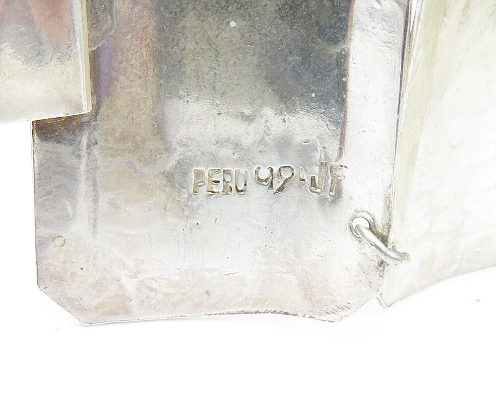 PERU 925 Silver  Vintage Shiny Camel Desert Scene Panel Chain Bracelet  BT7506