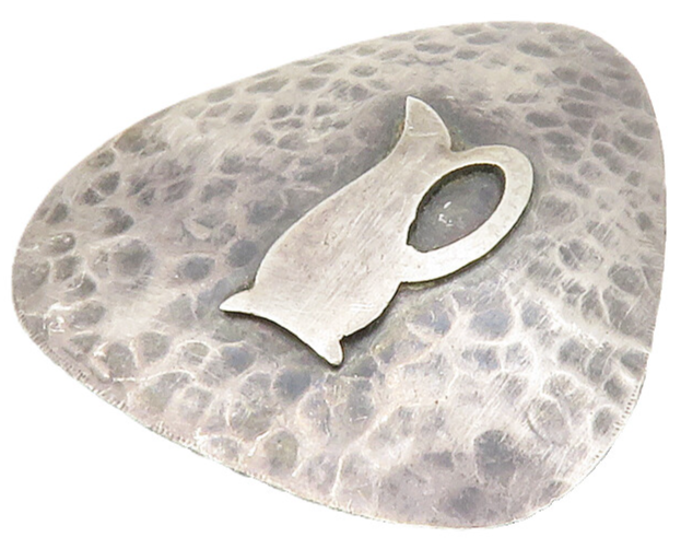 ISRAEL 925 Sterling Silver  Vintage  Dark Tone Hammered Brooch Pin  BP5669