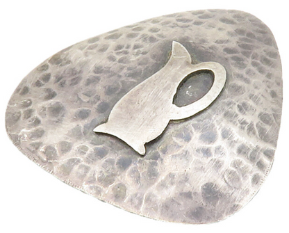 ISRAEL 925 Sterling Silver  Vintage  Dark Tone Hammered Brooch Pin  BP5669