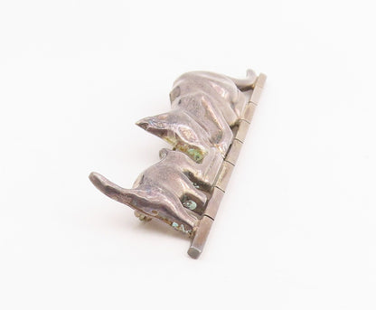 925 Sterling Silver Vintage Brooch MEXICO Cat & Kitten Sharing Meal Pin  BP12084