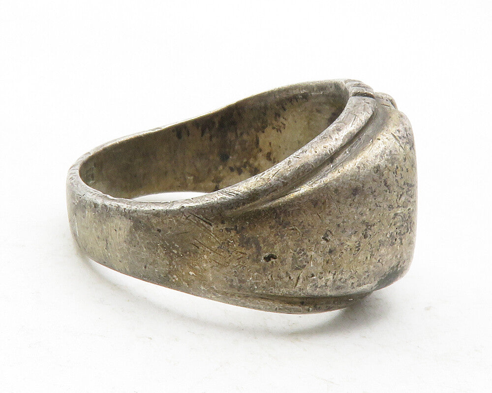 HAND & HAMMER 925 Silver  Vintage Dark Tone Smooth Dome Band Ring Sz 8 RG12196