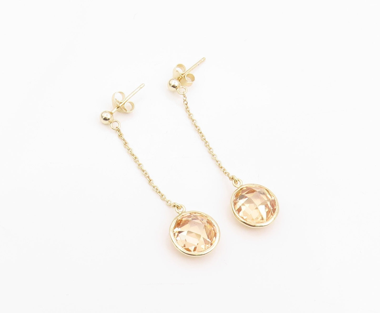 925 Sterling Silver Vintage Earrings Gold Plated Faceted Citrine Drop  EG14241