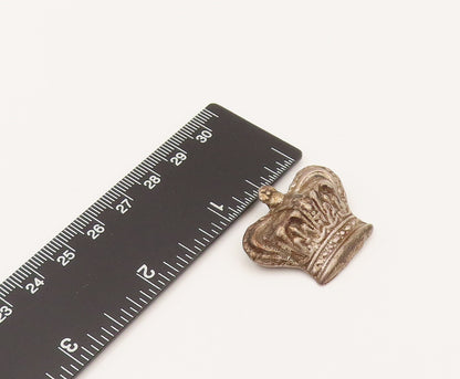 925 Sterling Silver Vintage Antique King Queen Royal Crown Brooch Pin BP10198