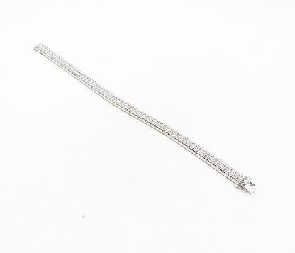 925 Sterling Silver  Sparkling Cubic Zirconia Hinge Chain Bracelet  BT4073