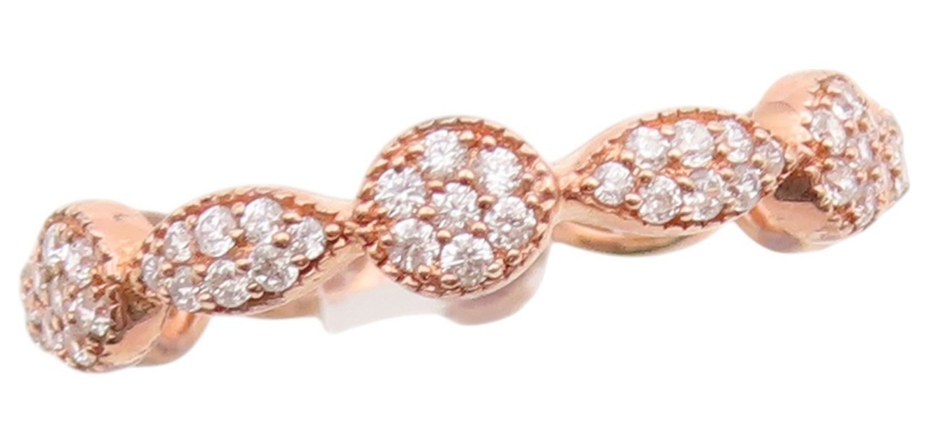925 Sterling Silver Vintage Ring Rose Gold Plated CZ Floral Design Sz 7  RG33335