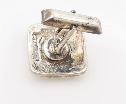 RANCHO ALEGRE 925 Sterling Silver Vintage Carved Calligraphy N Cuff Links TR3521
