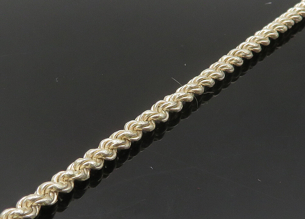 925 Sterling Silver  Vintage Shiny Minimalist Rope Twist Chain Necklace NE3407