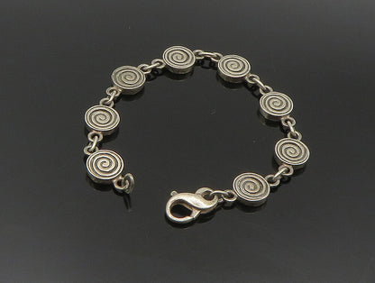 925 Sterling Silver  Vintage Engraved Spiral Pattern Chain Bracelet  BT9405