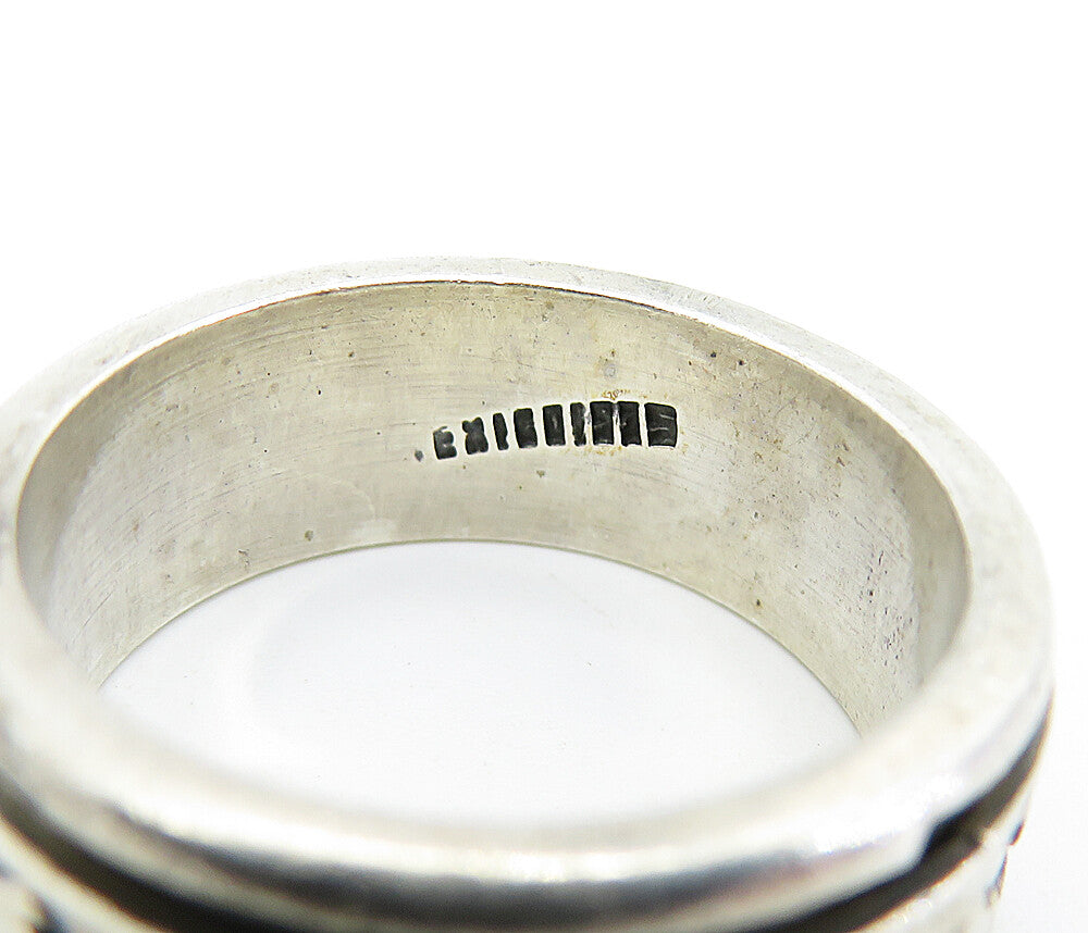925 Sterling Silver  Vintage Dolphin Patterned Band Spinner Ring Sz 8  RG6813