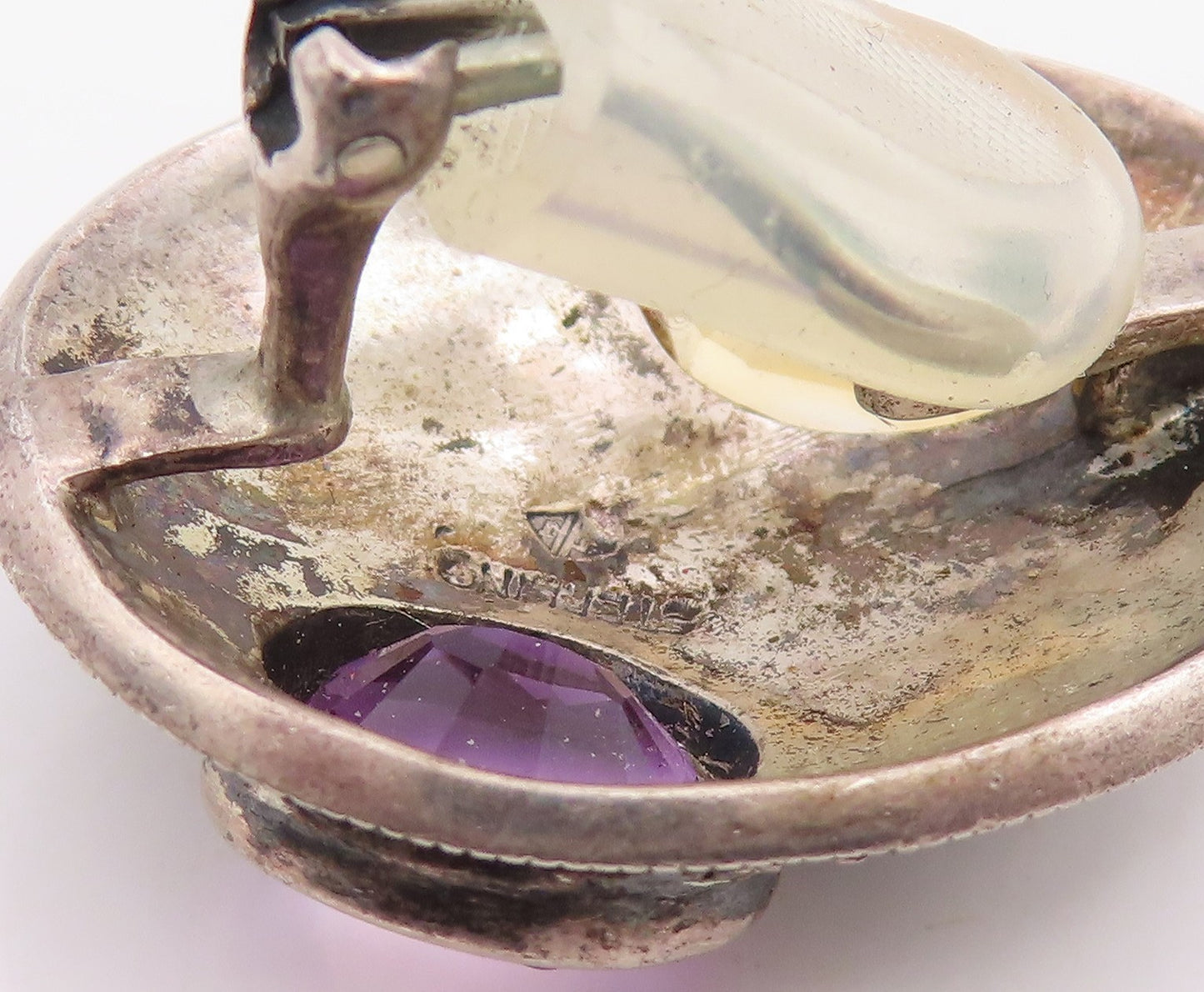 925 Sterling Silver Vintage Earrings JUDITH JACK Amethyst & Citrine  EG13946