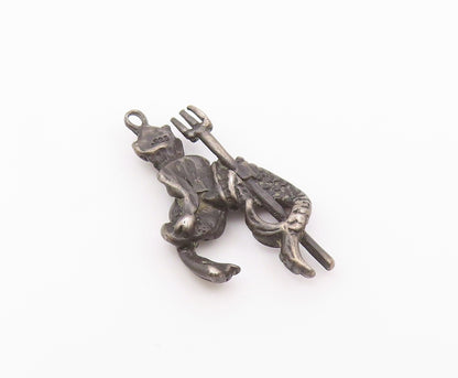 925 Sterling Silver  Vintage Oxidized Aquarius Symbol Zodiac Pendant  PT18652