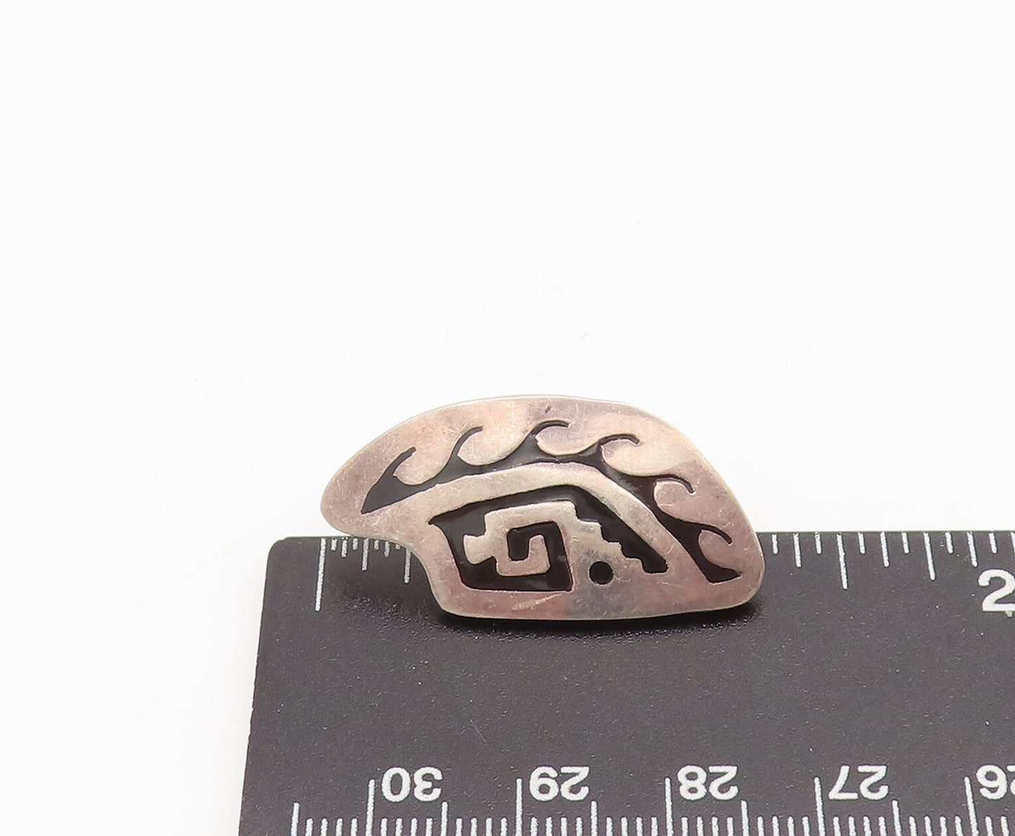 JVA MEXICO 925 Sterling Silver  Vintage Ancient Etched waves Earrings  EG12571