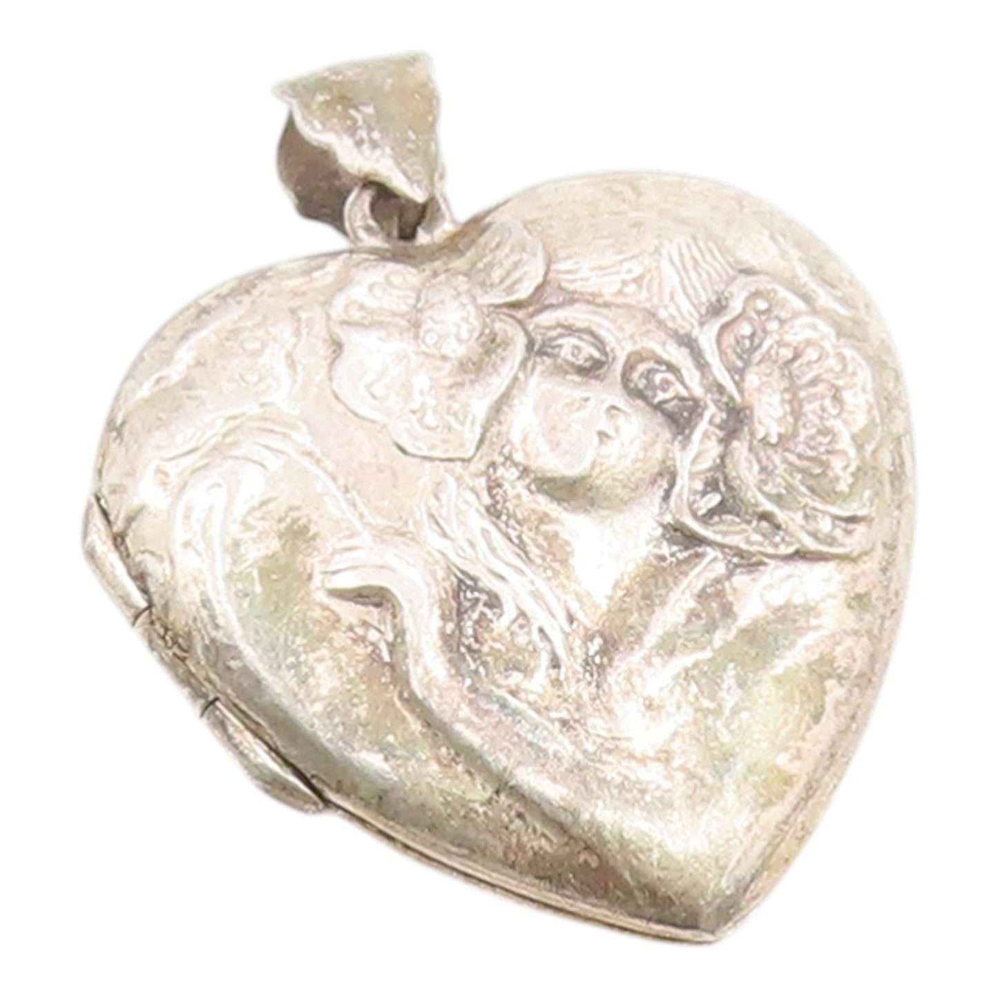 925 Sterling Silver Vintage Pendant Art Nouveau Style Love Heart OPENS  PT26283