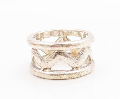 925 Sterling Silver Vintage Ring Modernist Crisscross Cutout Band  Sz 7  RG35588