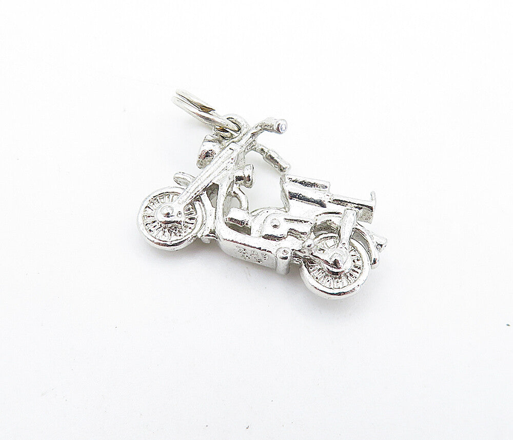 925 Sterling Silver  Vintage Shiny Petite Motorcycle Motif Pendant  PT4239