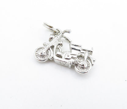 925 Sterling Silver  Vintage Shiny Petite Motorcycle Motif Pendant  PT4239