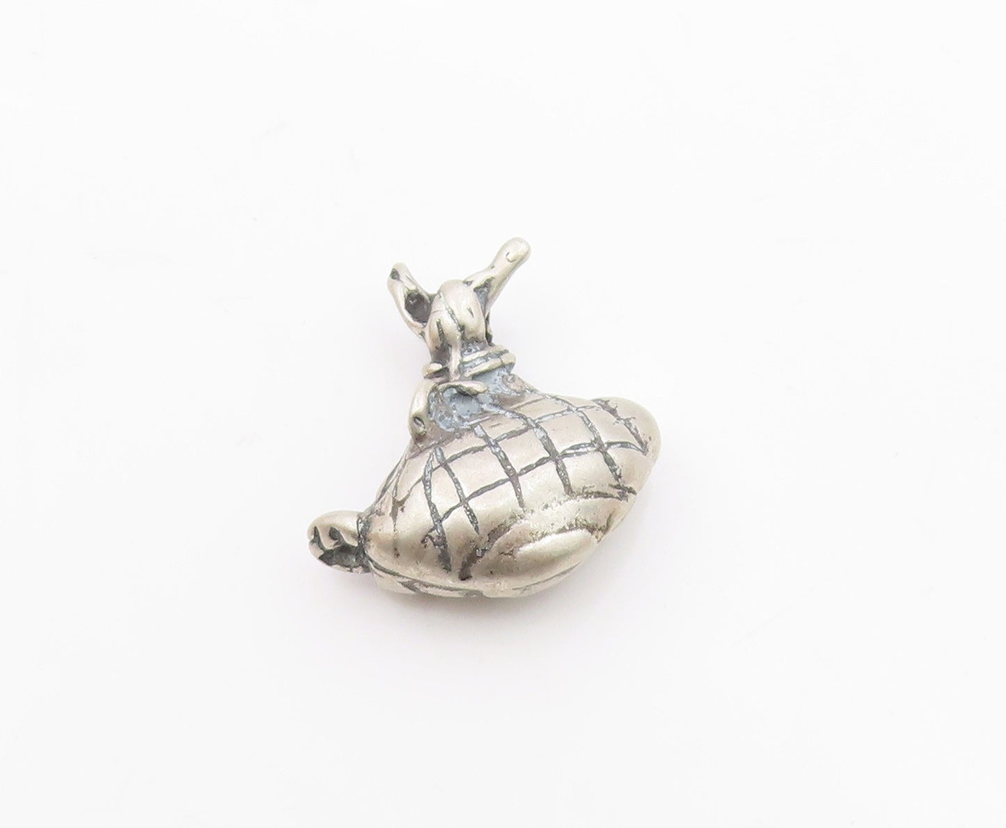 925 Sterling Silver  Vintage Square Pattern Sack Pendant  PT19997