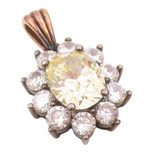STAUER 925 Silver  Vintage Yellow & White Cubic Zirconia Drop Pendant  PT21251