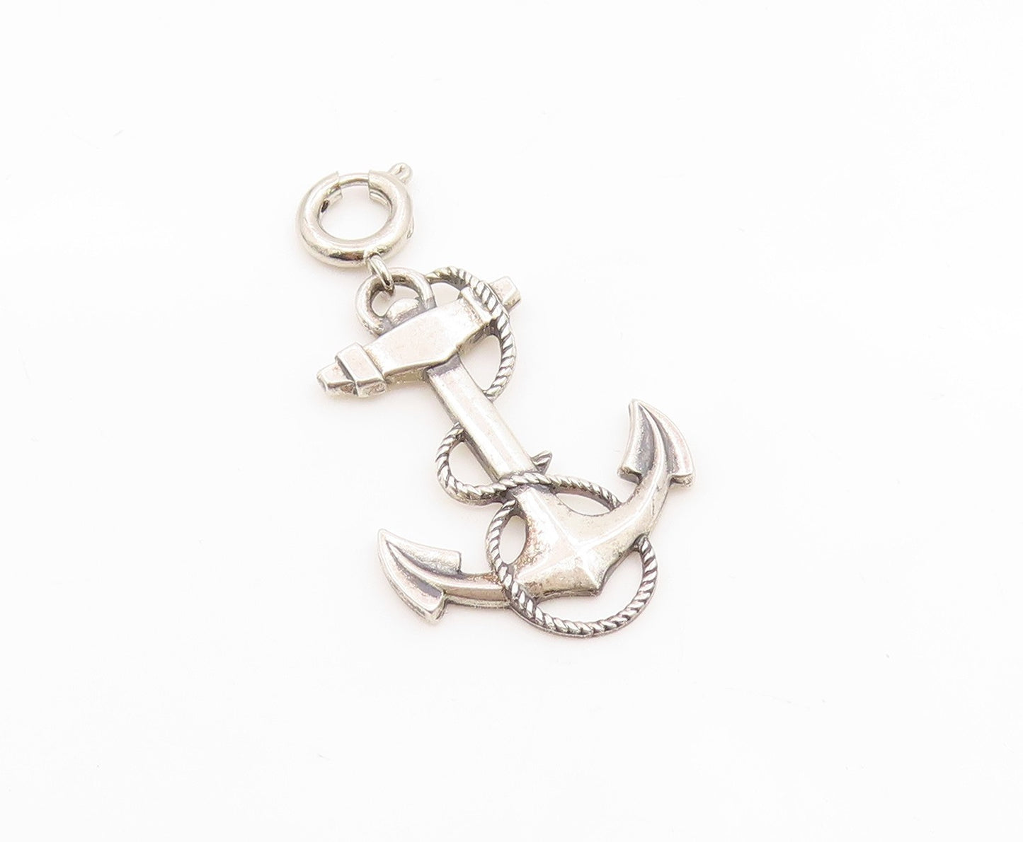 925 Sterling Silver Vintage Pendant Etched Nautical Marine Anchor Charm  PT25934