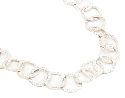 925 Sterling Silver  Vintage Greek Key Open Circle link Chain Necklace  NE1157