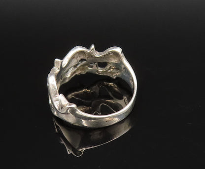 925 Sterling Silver  Vintage Double Row Whale Cutout Band Ring Sz 4.5  RG25775
