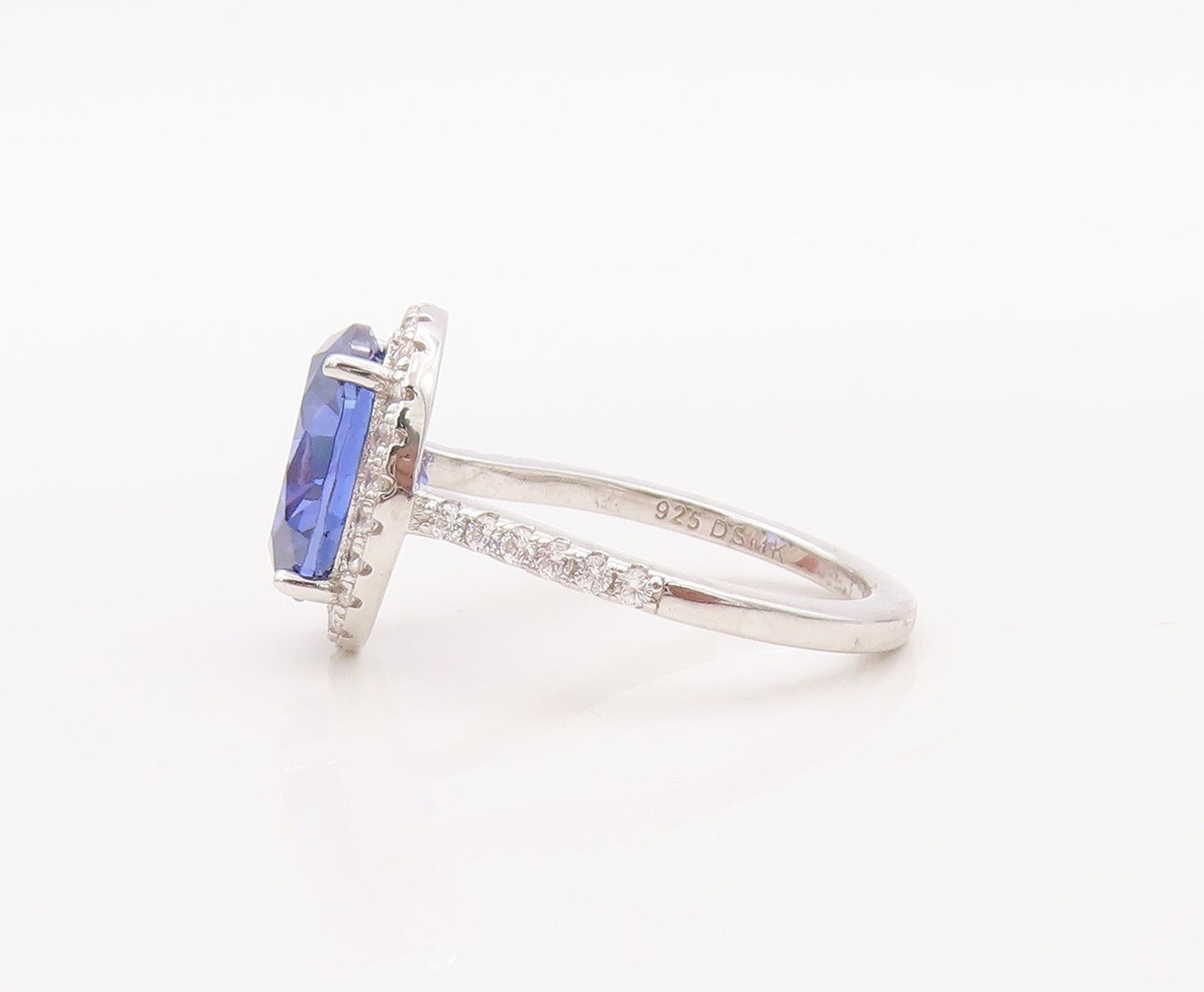 925 Sterling Silver Vintage Ring Designer Sapphire & CZ Stackable  Sz 7  RG30690