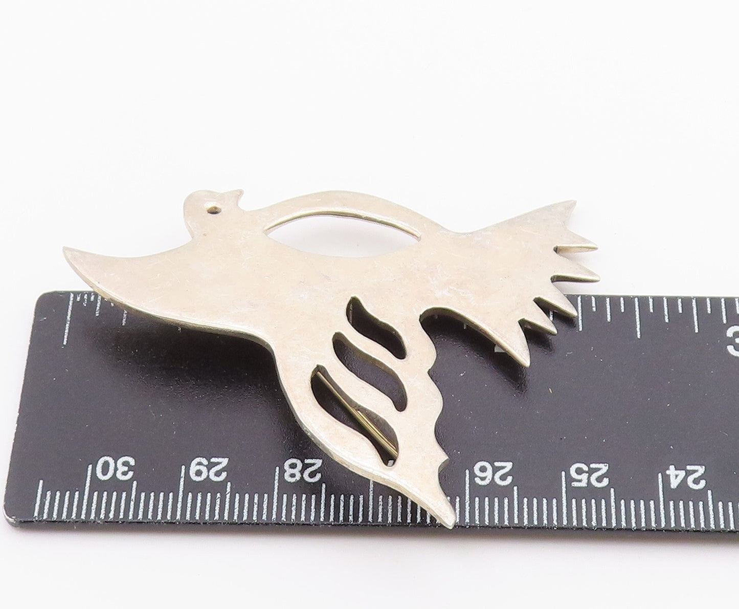 MEXICO 925 Sterling Silver  Vintage Shiny Flying Bird Motif Brooch Pin  BP4629