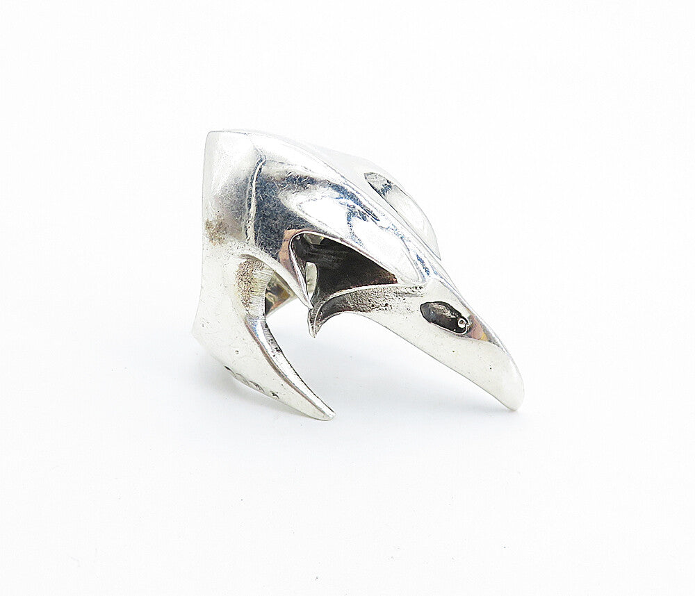 925 Sterling Silver  Vintage Shiny Bird's Head Motif Band Ring Sz 7.5  RG7475