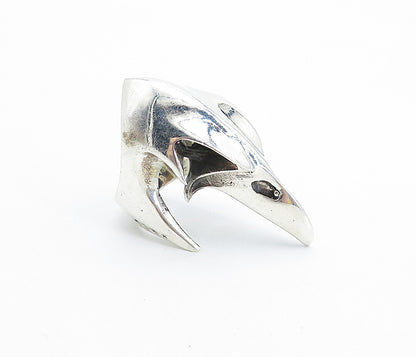 925 Sterling Silver  Vintage Shiny Bird's Head Motif Band Ring Sz 7.5  RG7475