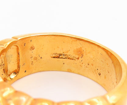 925 Sterling Silver Vintage Ring Gold Plated CZ Love Heart Band  Sz 7  RG35618