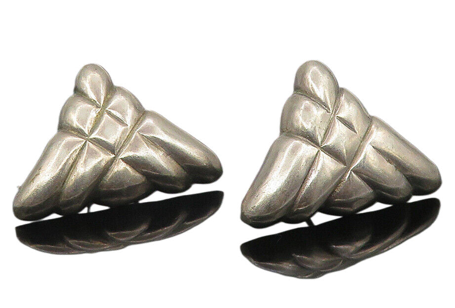 925 Sterling Silver  Vintage Shiny Triangle Design Drop Earrings  EG6191