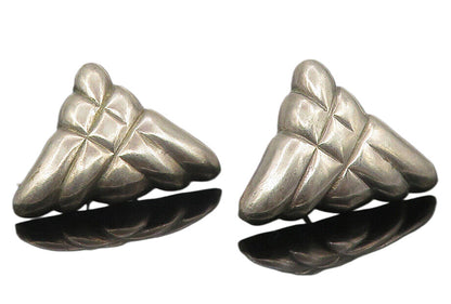 925 Sterling Silver  Vintage Shiny Triangle Design Drop Earrings  EG6191