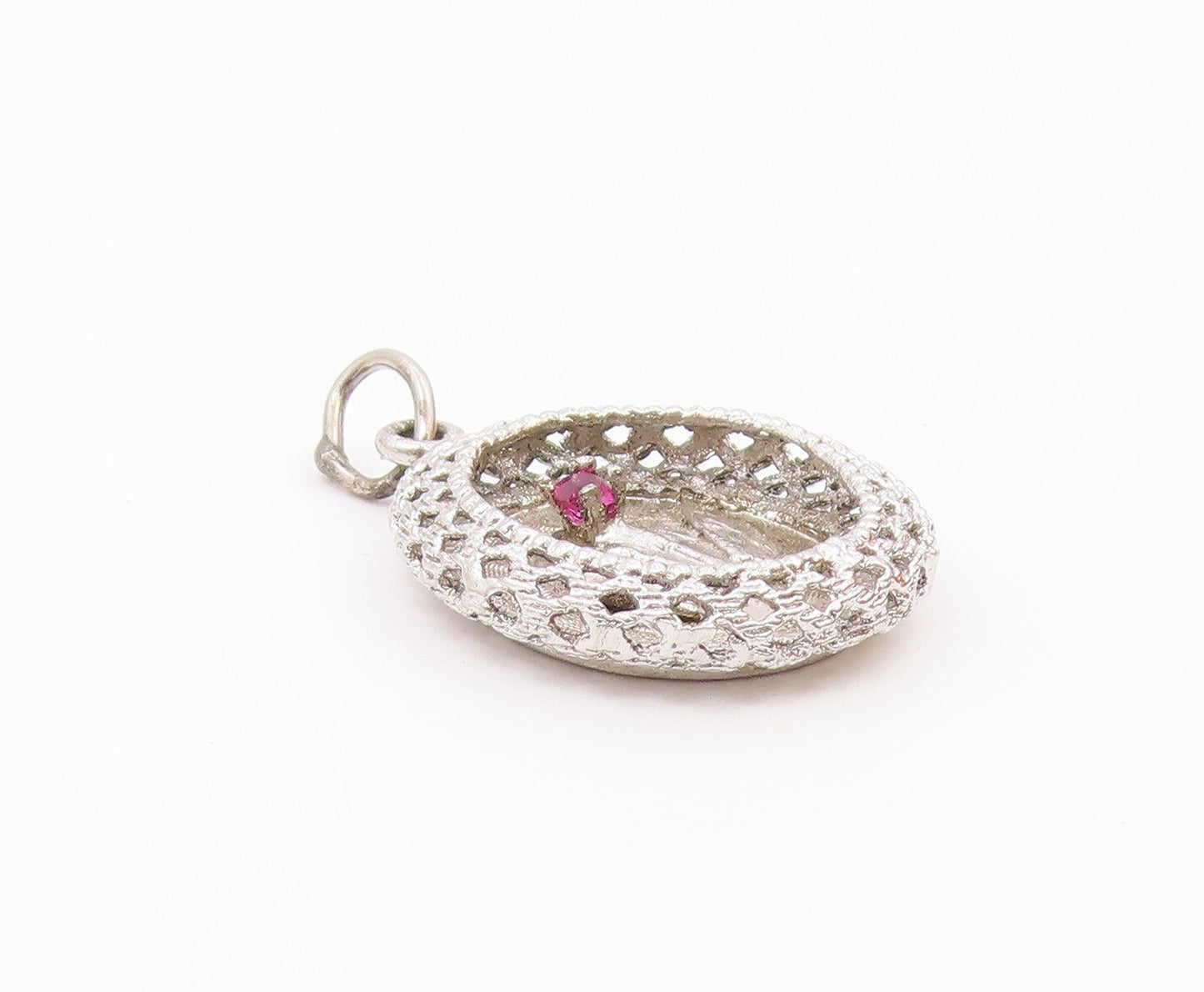 925 Sterling Silver  Vintage Pink Topaz Las Vegas Card Deck Pendant  PT15934