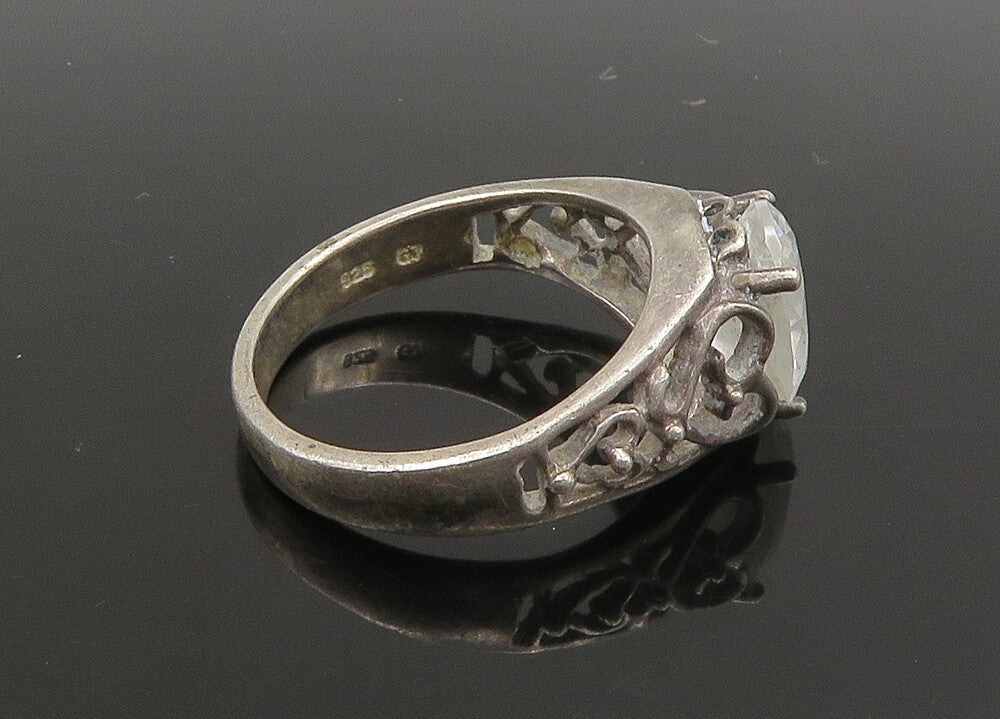 AVON 925 Silver  Vintage Cubic Zirconia Love Heart Band Ring Sz 8  RG22971