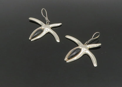 MEXICO 925 Silver  Vintage Black Onyx Starfish Motif Dangle Earrings  EG11204