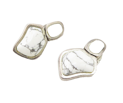 BARSE 925 Sterling Silver  Vintage Howlite Non Pierce Drop Earrings  EG9463