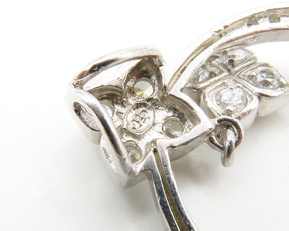 925 Sterling Silver  Cubic Zirconia Floral Detail Open Circle  Pendant PT11493