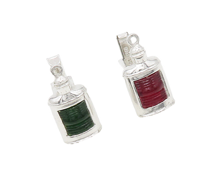 H.L.P. 925 Sterling Silver  Vintage Red & Green Topaz Flask Cufflinks  TR2598