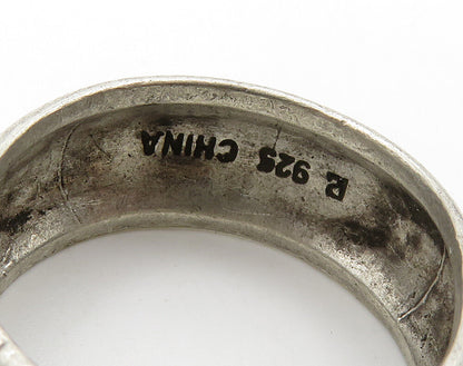 ROSS SIMON 925 Sterling Silver Vintage Circle Patterned Edge Ring Sz 9  RG16271