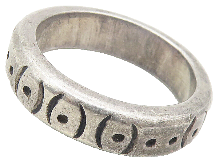 MEXICO 925 Sterling Silver  Vintage Dark Tone Etched Band Ring Sz 9  RG11497
