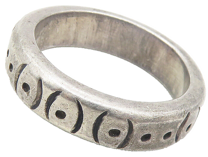 MEXICO 925 Sterling Silver  Vintage Dark Tone Etched Band Ring Sz 9  RG11497