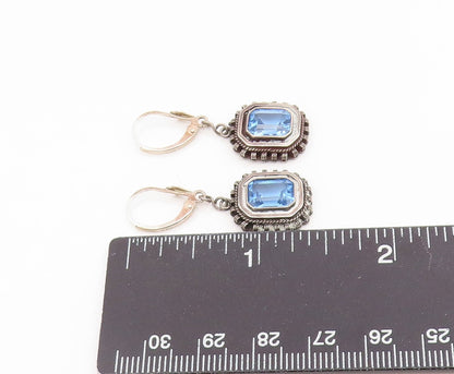 925 Sterling Silver Vintage Earrings ISRAEL Blue Topaz Lever Back  EG14166